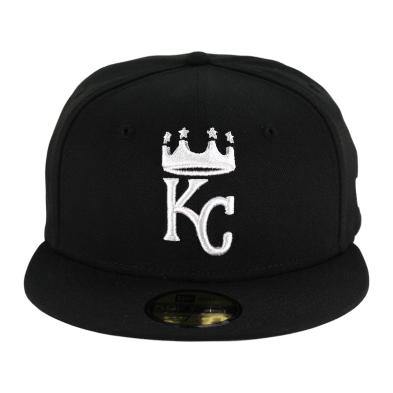 Kansas City Royals Black and White Crown Logo Gray UV 59FIFTY Fitted Hat