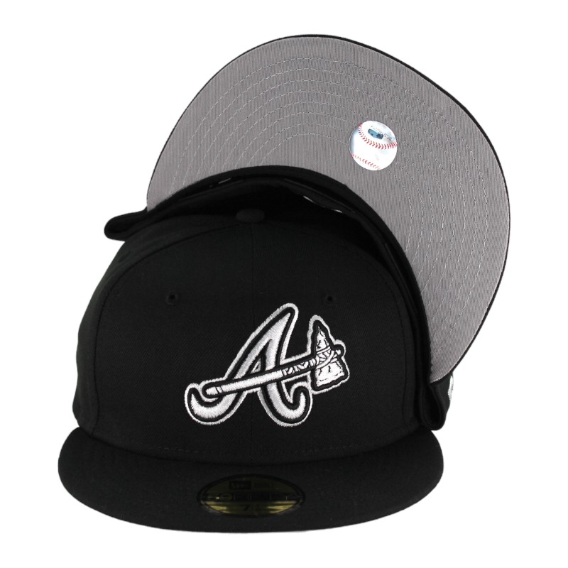 Atlanta Braves Black and White Tomahawk Logo Gray UV 59FIFTY Fitted Hat