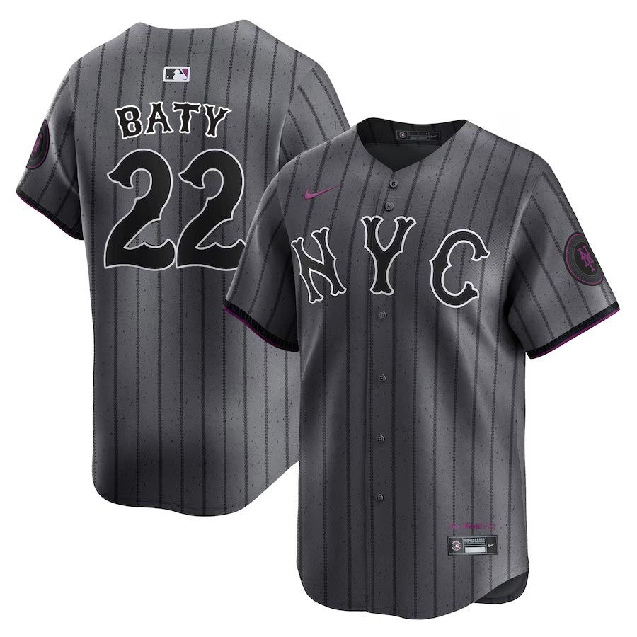 New York Mets Brett Baty Graphite City Connect Nike Limited Player