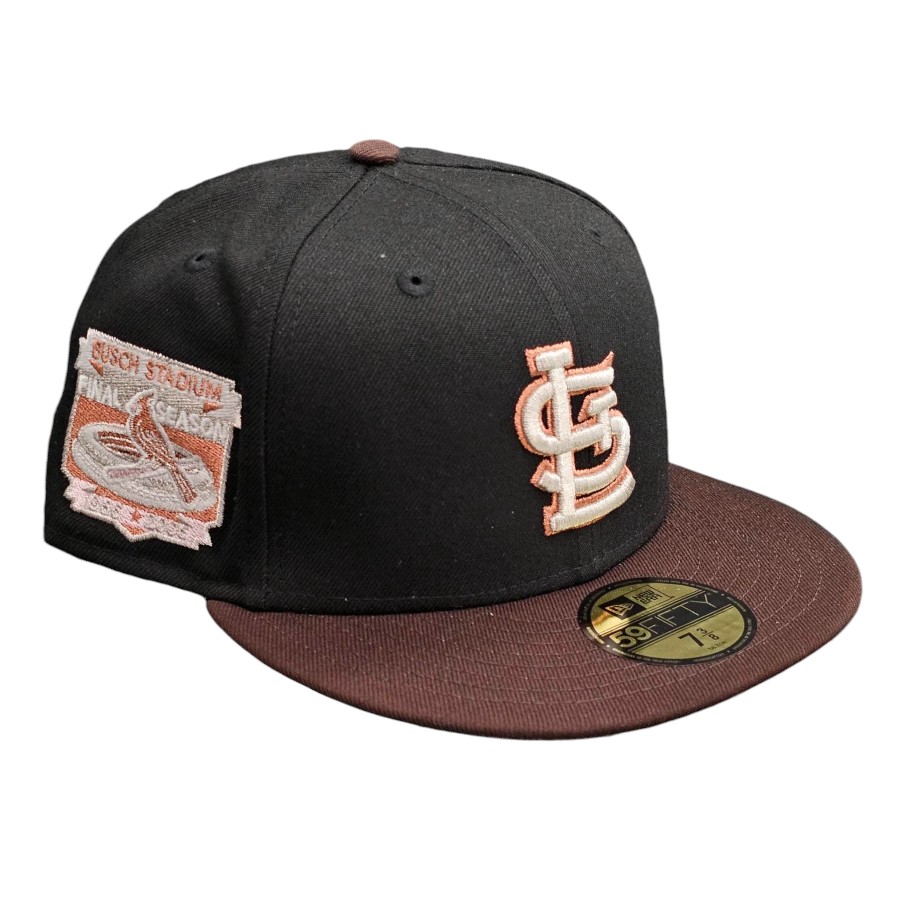St. Louis Cardinals Black HG5 Arrival Jay9fitteds Busch Stadium Patch Cotton Pink UV 59FIFTY Fitted Hat