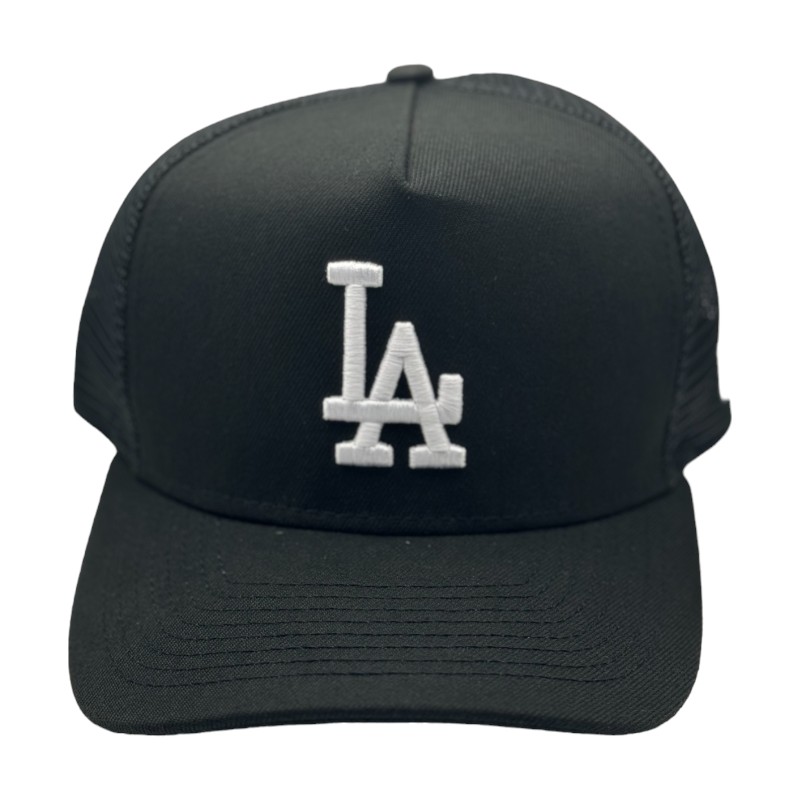 Los Angeles Dodgers Black and White Mesh Back New Era A-Frame Snapback Hat