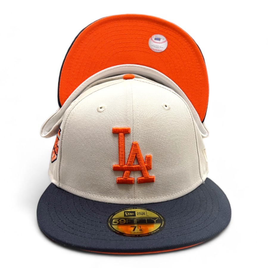 Los Angeles Dodgers Stone and Navy 2020 World Champions Patch Orange UV New Era 59FIFTY Fitted Hat