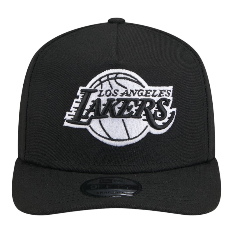 Los Angeles Lakers White on Black Gray UV New Era 9FIFTY A-Frame Snapback Hat