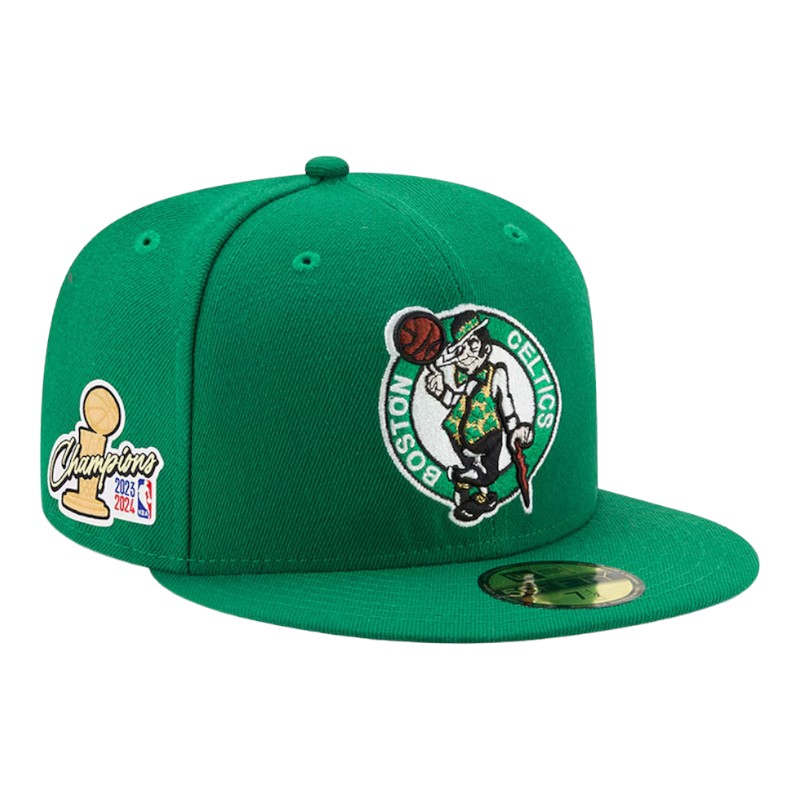 Boston Celtics Kelly Green 2024 NBA Finals Champions Side Patch New Era 59FIFTY Fitted Hat