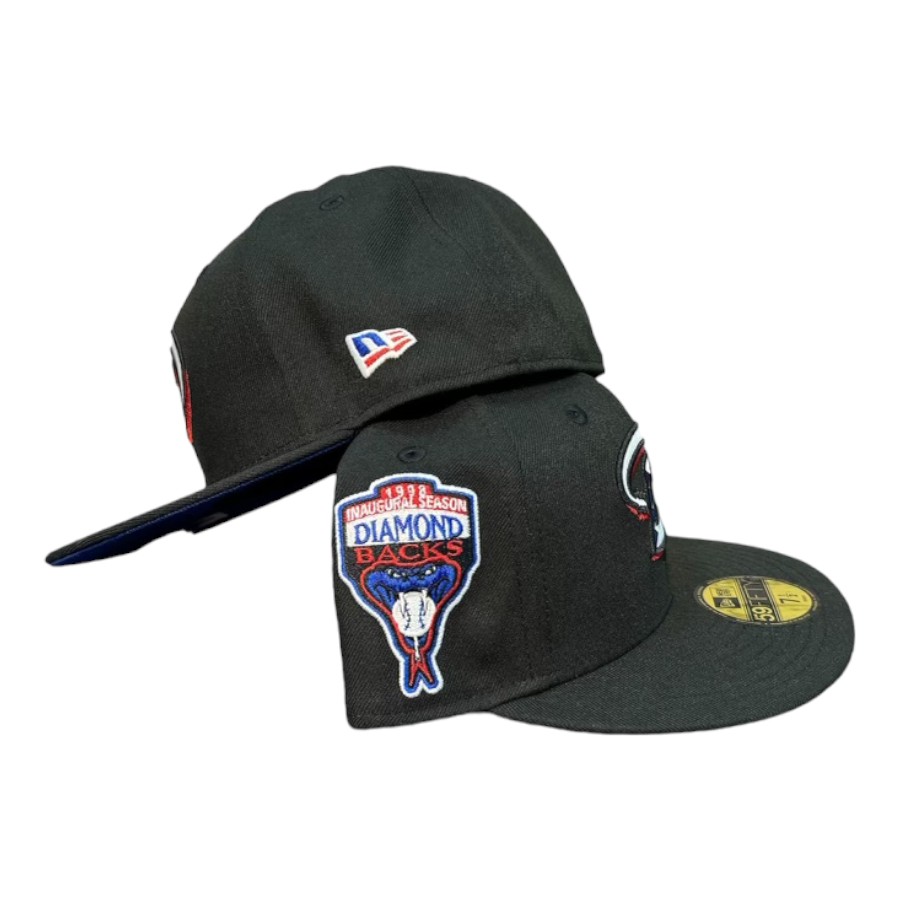 Arizona Diamondbacks Black 1998 Inaugural Patch Royal Blue UV New Era 59Fifty Fitted Hat