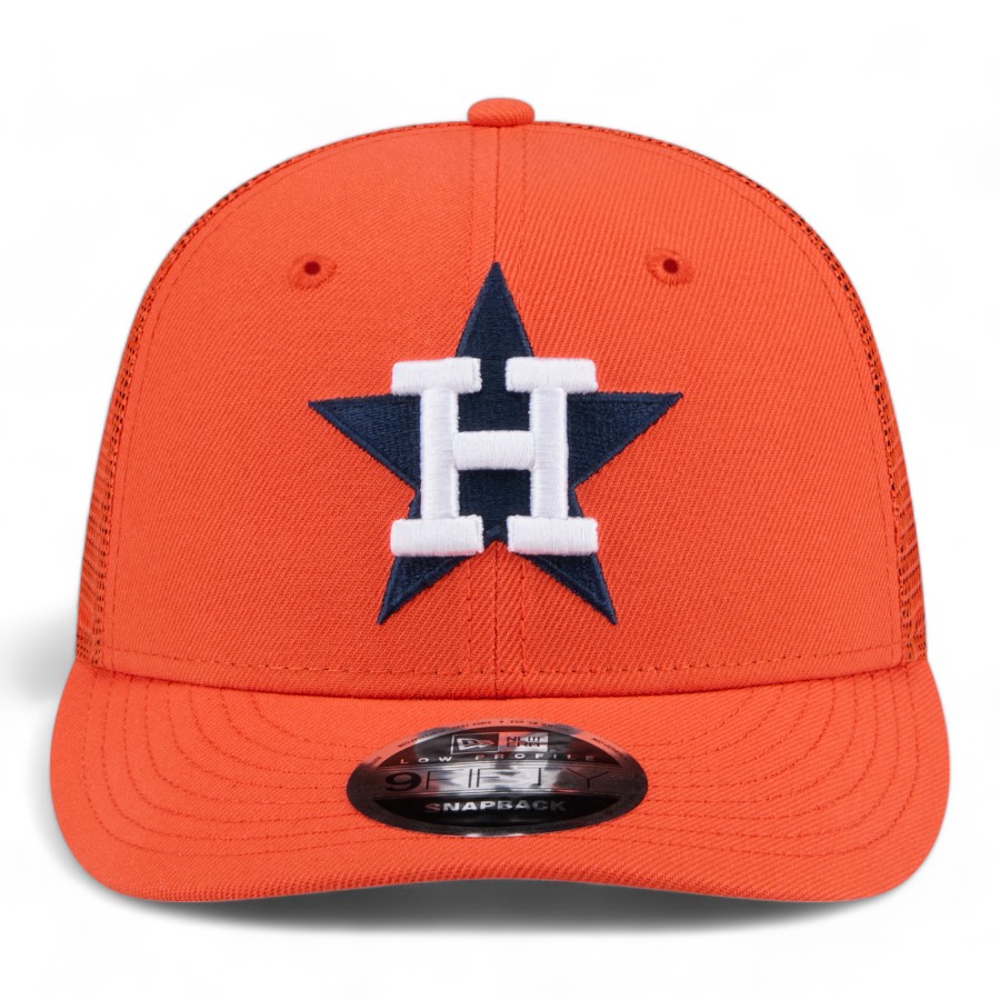Houston Astros Orange Trucker Mesh Gray UV New Era Low Profile 9FIFTY Snapback Hat