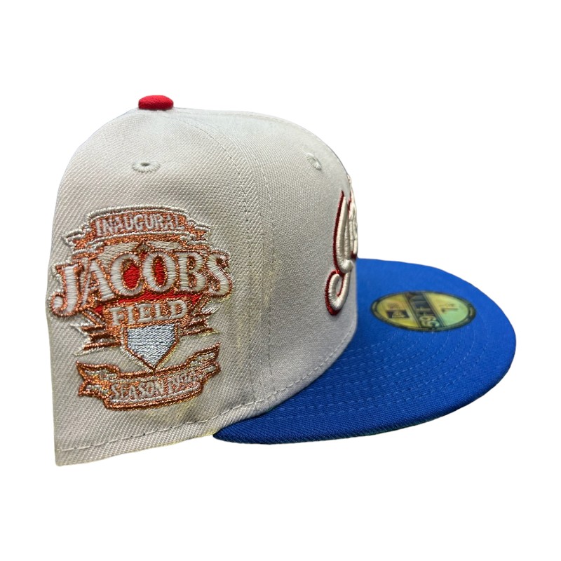 Cleveland Indians Chrome and Royal Blue Jacobs Field Patch Green UV New Era 59FIFTY Fitted Hat