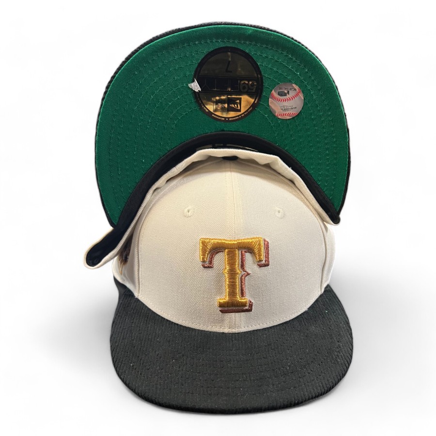 Texas Rangers Chrome and Black Cord Bill 2024 ASG Patch Green UV New Era 59FIFTY Fitted Hat