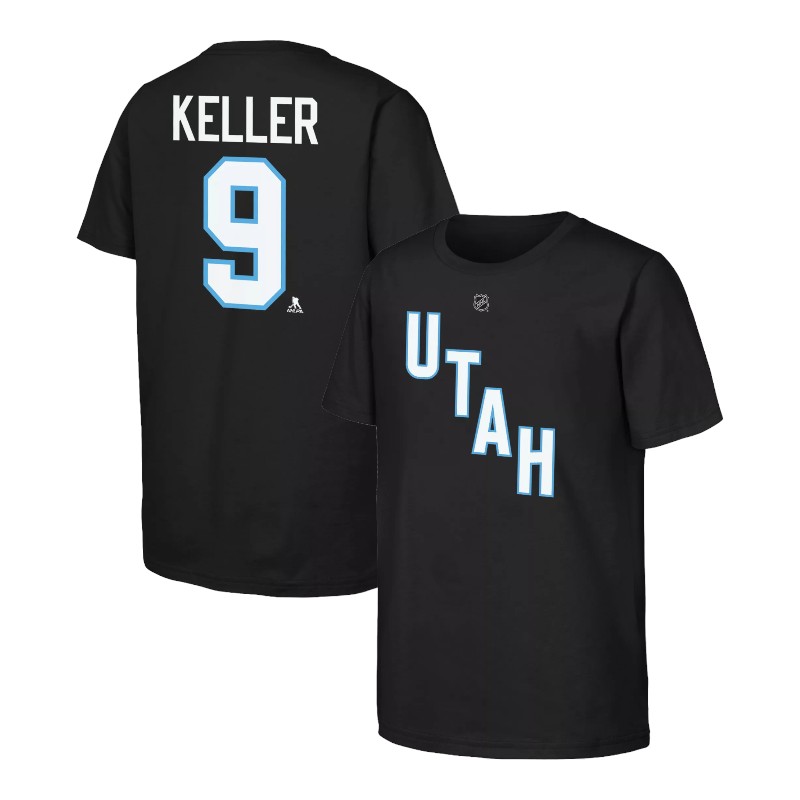 Utah Hockey Club Clayton Keller Black Name and Number T-Shirt