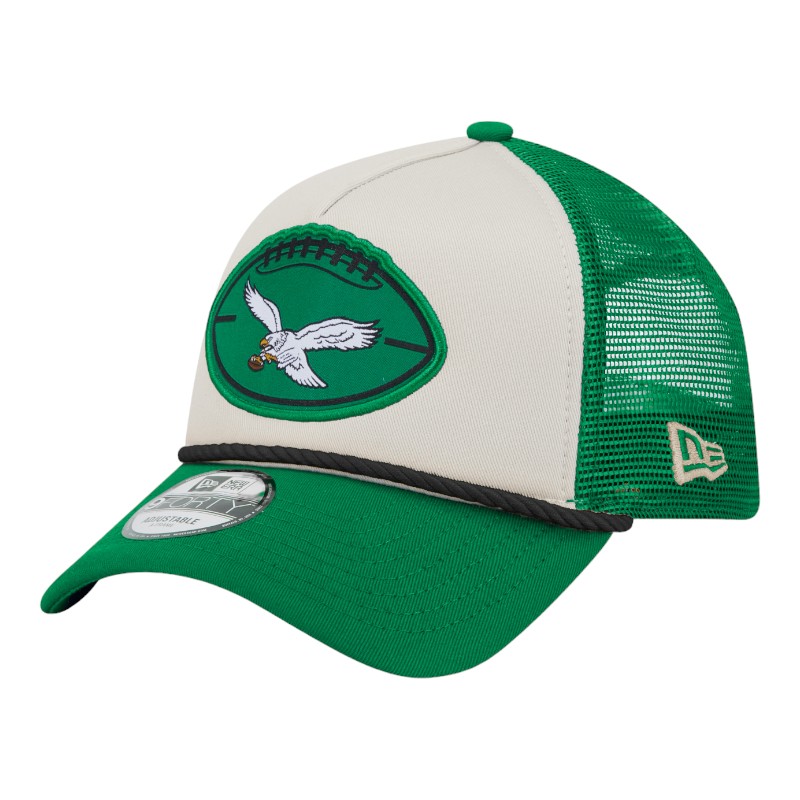 Philadelphia Eagles Green 2024 Historic Throwback NFL Sideline New Era A-Frame 9FORTY Snapback Hat