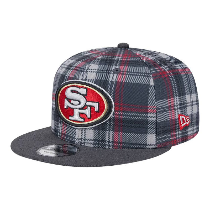 San Francisco 49ers Gray 2024 Sideline Statement Plaid New Era 9FIFTY Snapback Hat