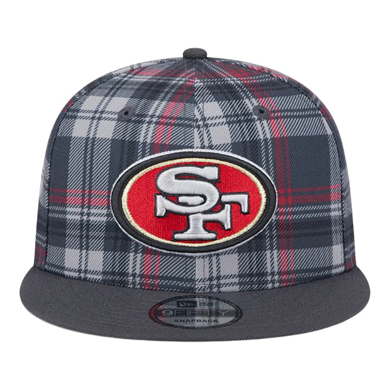 San Francisco 49ers Gray 2024 Sideline Statement Plaid New Era 9FIFTY Snapback Hat