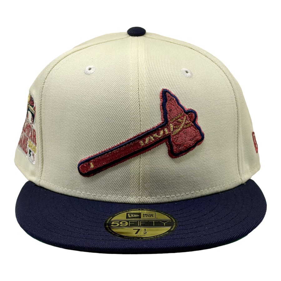 Atlanta Braves Chrome and Navy Tomahawk Logo 2000 ASG Patch Green UV New Era 59FIFTY Fitted Hat