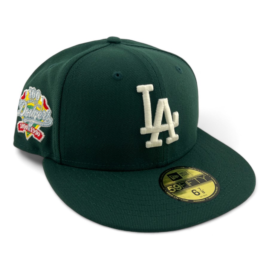 Los Angeles Dodgers Dark Green "Icy Pack" 100th Anniv Patch Icy Blue UV New Era 59FIFTY Fitted Hat