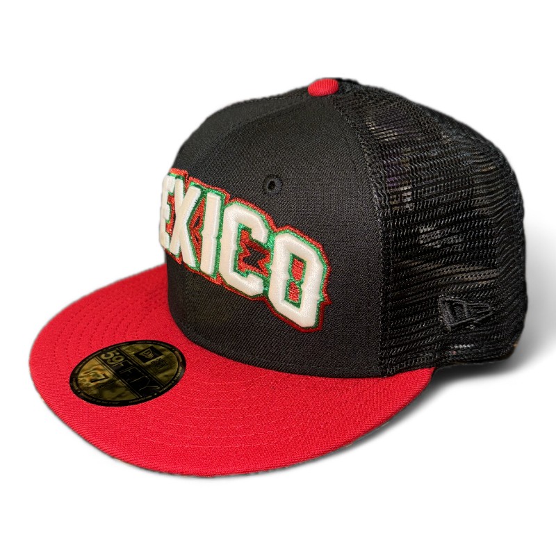 Mexico Black and Red Mesh Back Wordmark Logo Green UV New Era 59FIFTY Fitted Hat