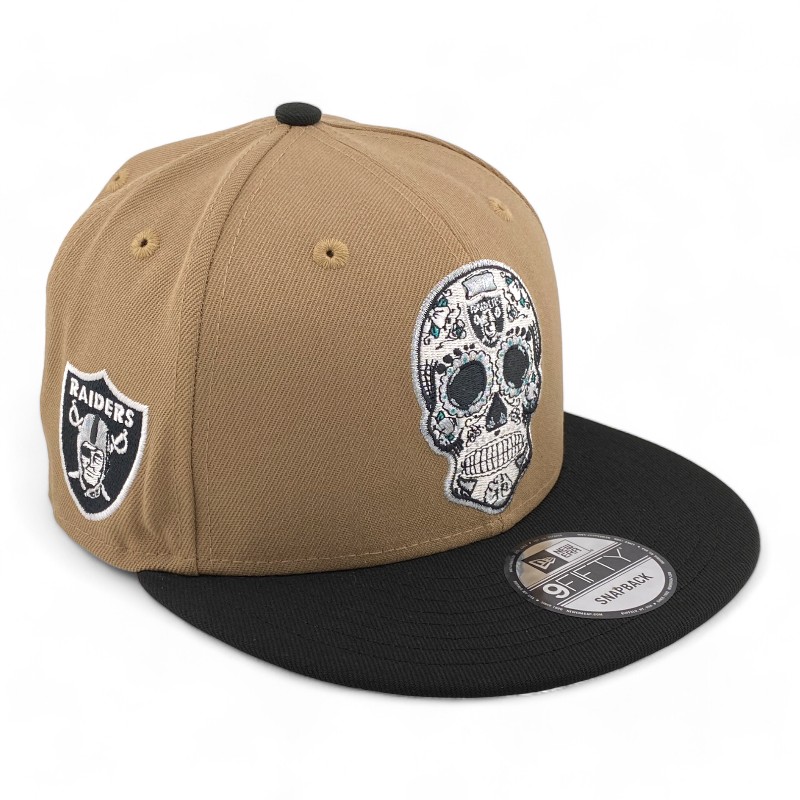 Las Vegas Raiders Khaki and Black Sugar Skull New Era 9FIFTY Snapback Hat