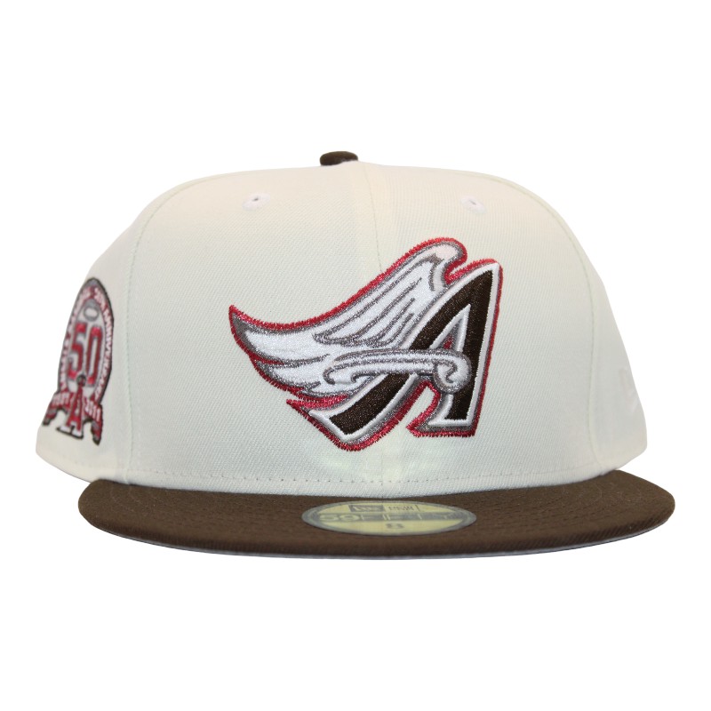 Los Angeles Angels Cream and Brown "FHM DPM FittedHat Pack" 50th Anniversary Patch Gray UV New Era 59Fifty Fitted Hat