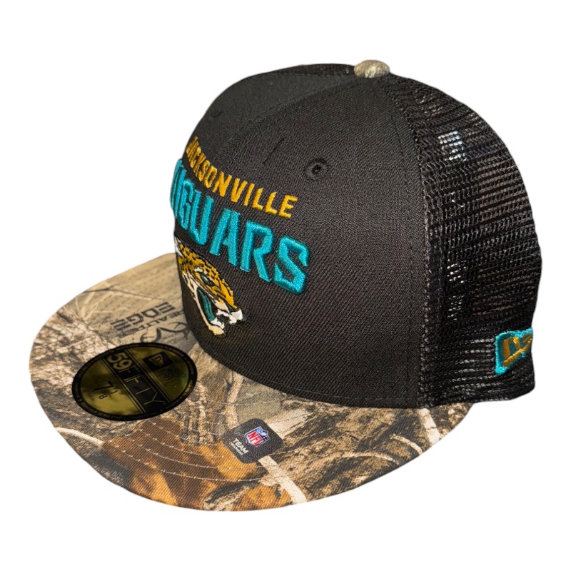 Jacksonville Jaguars Black and Realtree Trucker Gray UV NFL New Era 59FIFTY Fitted Hat