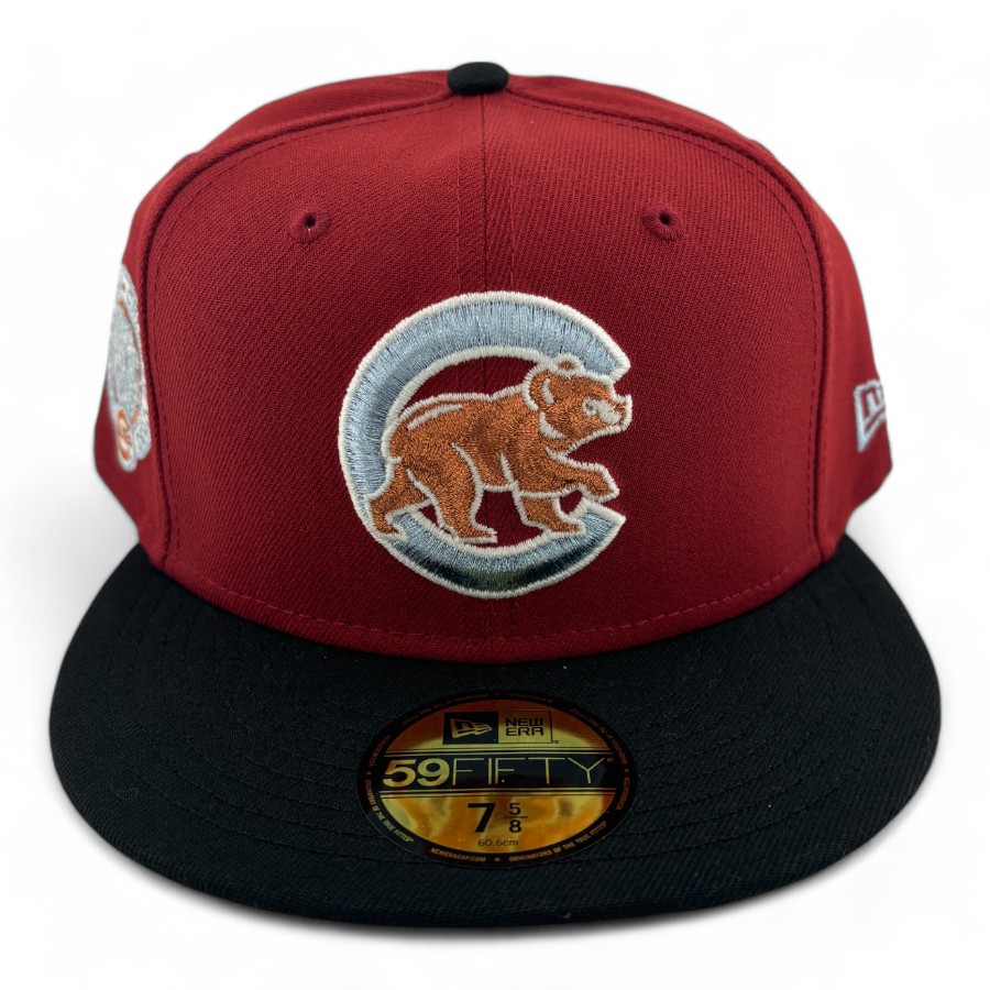 Chicago Cubs Red and Black Wrigley Field Patch Green UV New Era 59FIFTY Fitted Hat