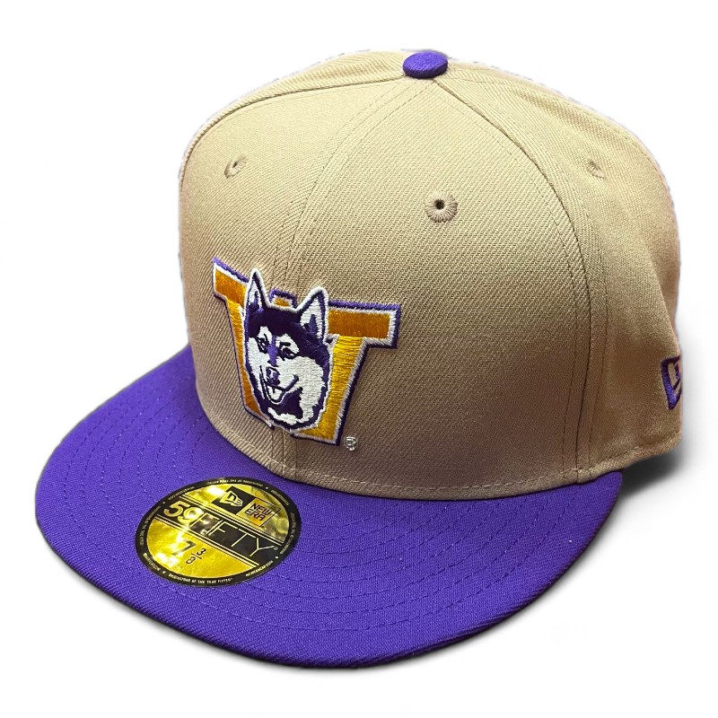 Washington Huskies Camel Brown White Basic Gray UV New Era 59FIFTY Fitted Hat