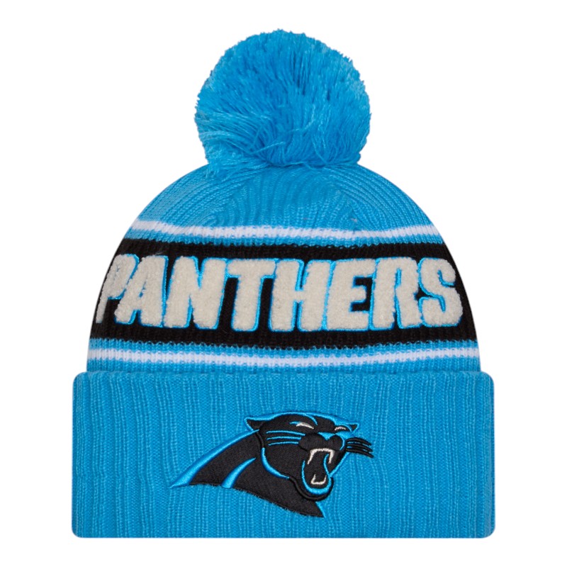 Carolina Panthers 2024 NFL Sideline Blue Pom Cuffed Knit Beanie Hat