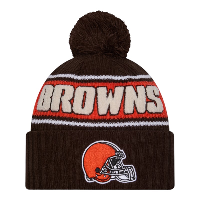 Cleveland Browns 2024 NFL Sideline Brown Pom Cuffed Knit Beanie