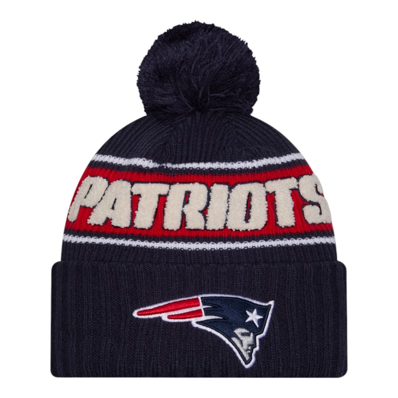 New England Patriots 2024 NFL Sideline Navy Pom Cuffed Knit  display picture 3