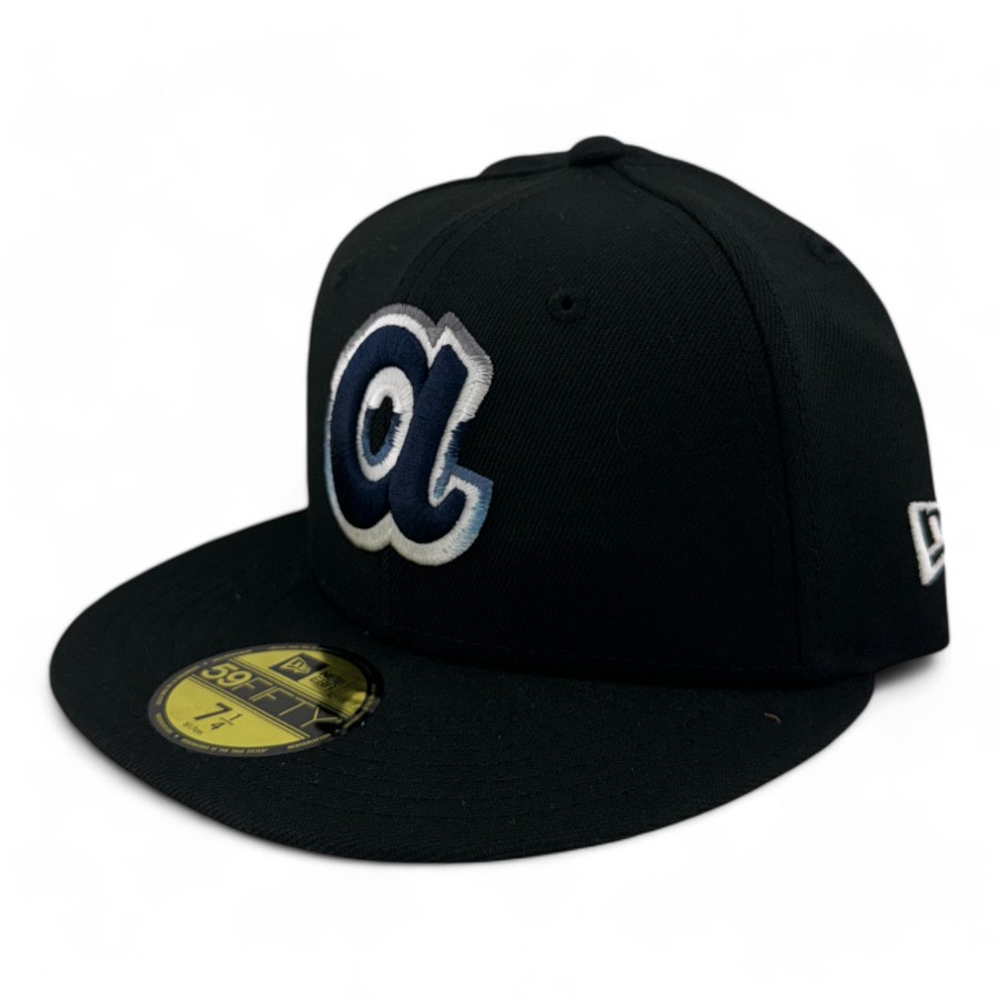 Atlanta Braves Black and Light Blue 150th Anni Patch Gray UV New Era 59FIFTY Fitted Hat