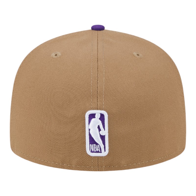Los Angeles Lakers Khaki Brown and Purple Pixel Logo New Era 59FIFTY Fitted Hat