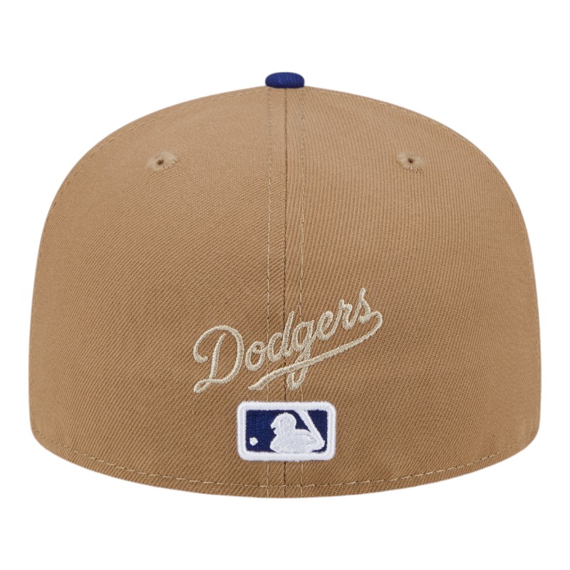 Los Angeles Dodgers Khaki Brown and Royal Blue Pixel Logo New Era 59FIFTY Fitted Hat