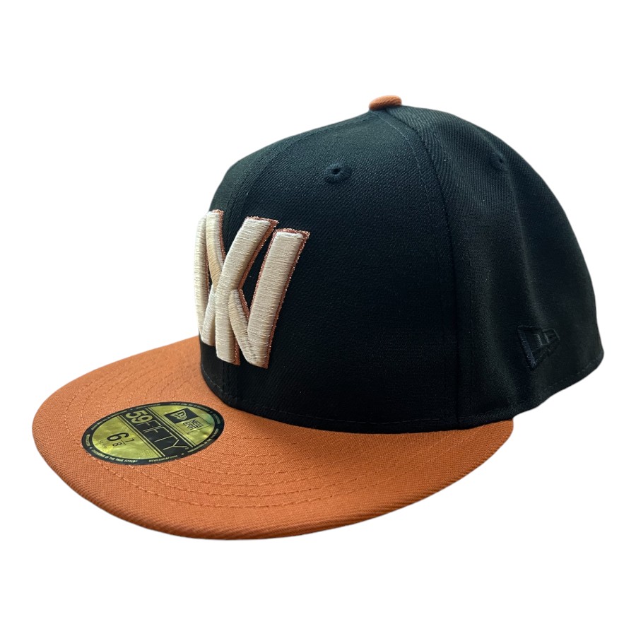 Wyoming Cowboys Black and Burnt Orange Logo Patch Gray UV NCAA New Era 59FIFTY Fitted Hat