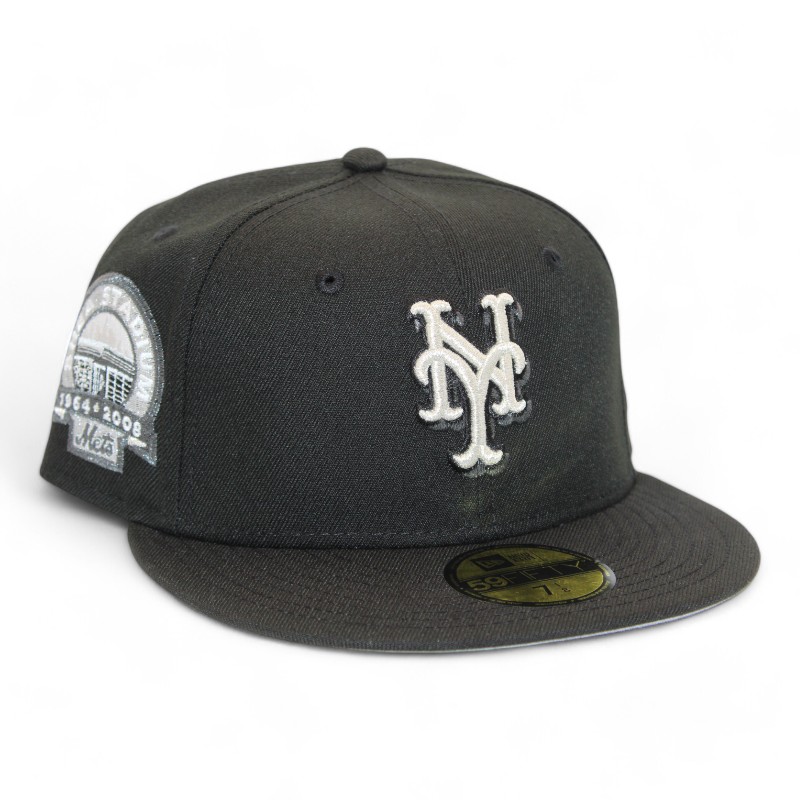 New York Mets Black "DPM FittedHat Pack" Metallic Shea Stadium Patch Gray UV Era 59Fifty Fitted Hat