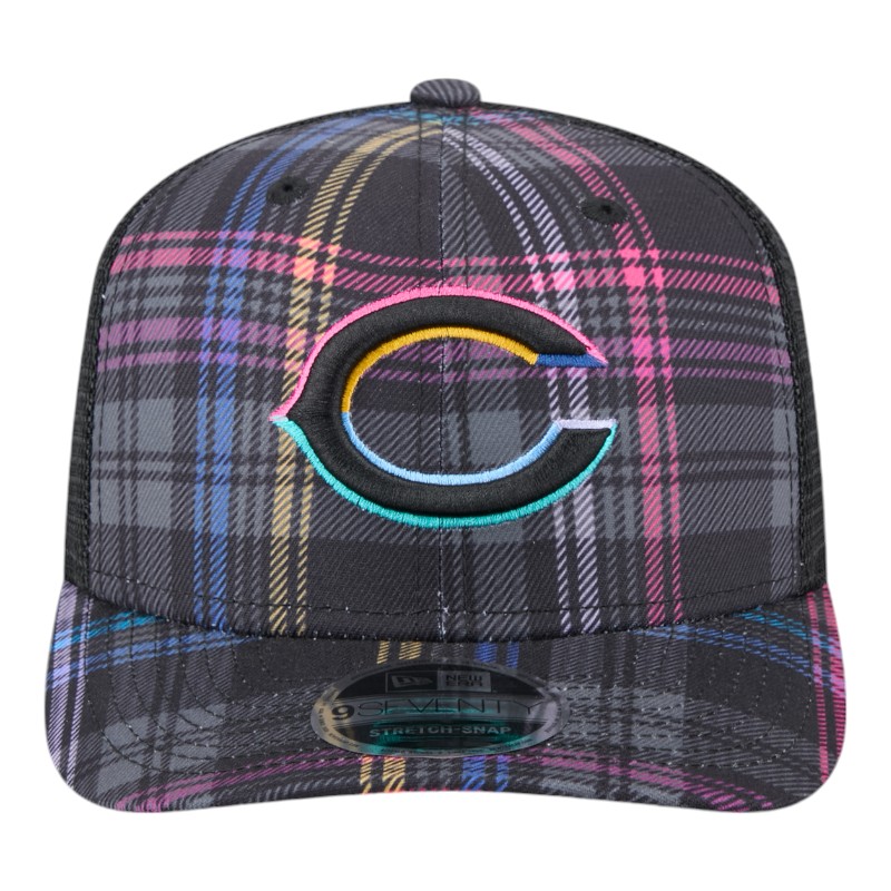 Chicago Bears 2024 NFL Crucial Catch Plaid New Era 9SEVENTY Trucker Snapback Hat