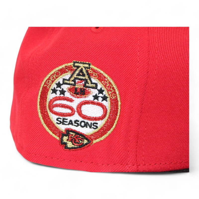 Kansas City Chiefs Red and Black "DPM NFL Pack" 60 Seasons Patch Gray UV New Era 59Fifty Fitted Hat