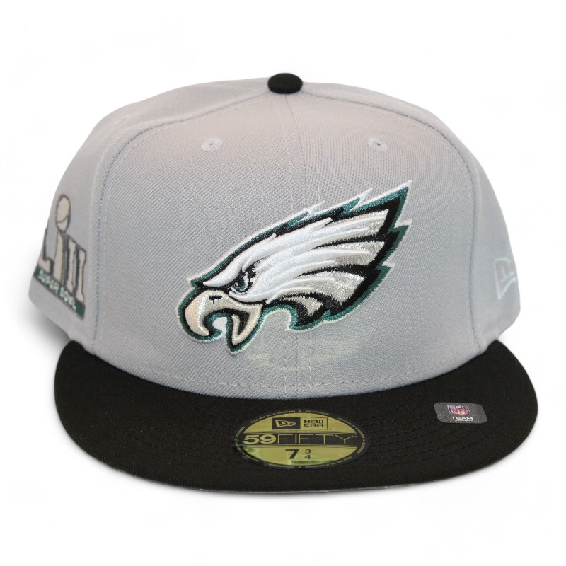 Philadelphia Eagles Gray and Black "DPM NFL Pack" Super Bowl LII Patch UV New Era 59Fifty Fitted Hat