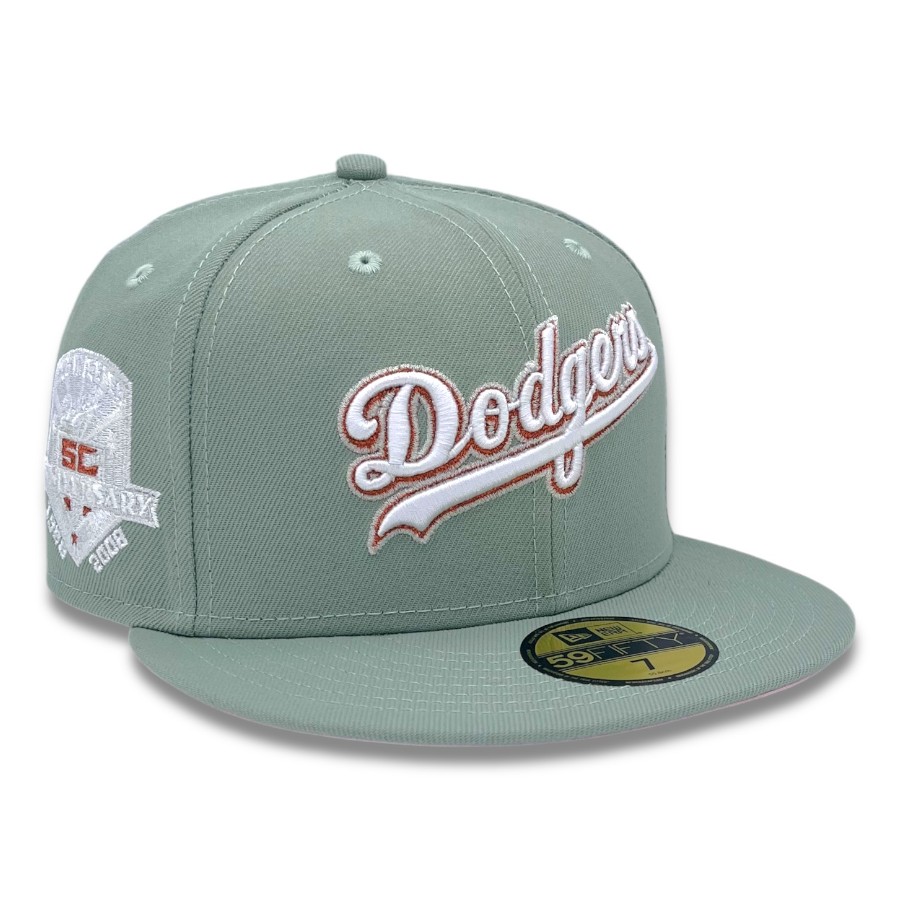 Los Angeles Dodgers Script Everest Green 50th Anni Patch Pink UV