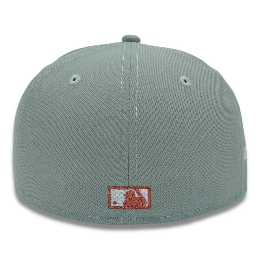 Los Angeles Dodgers Script Everest Green 50th Anni Patch Pink UV New Era 59FIFTY Fitted Hat