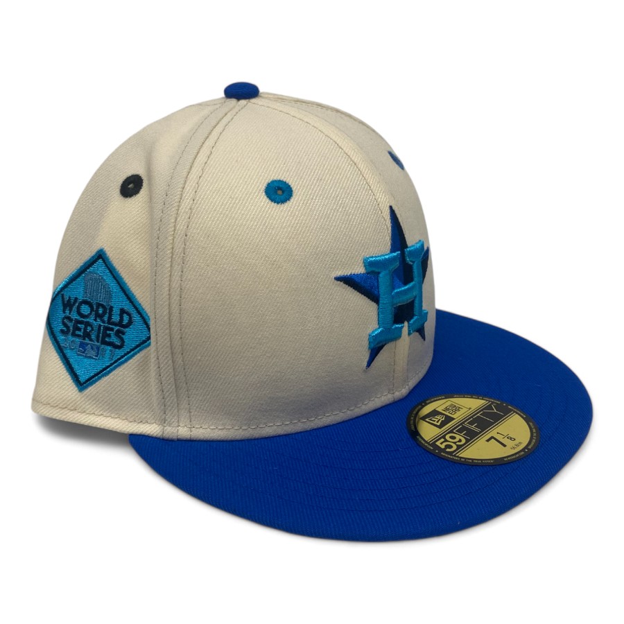 Houston Astros Chrome and Royal Blue 2017 WS Patch Navy UV New Era 59FIFTY Fitted Hat
