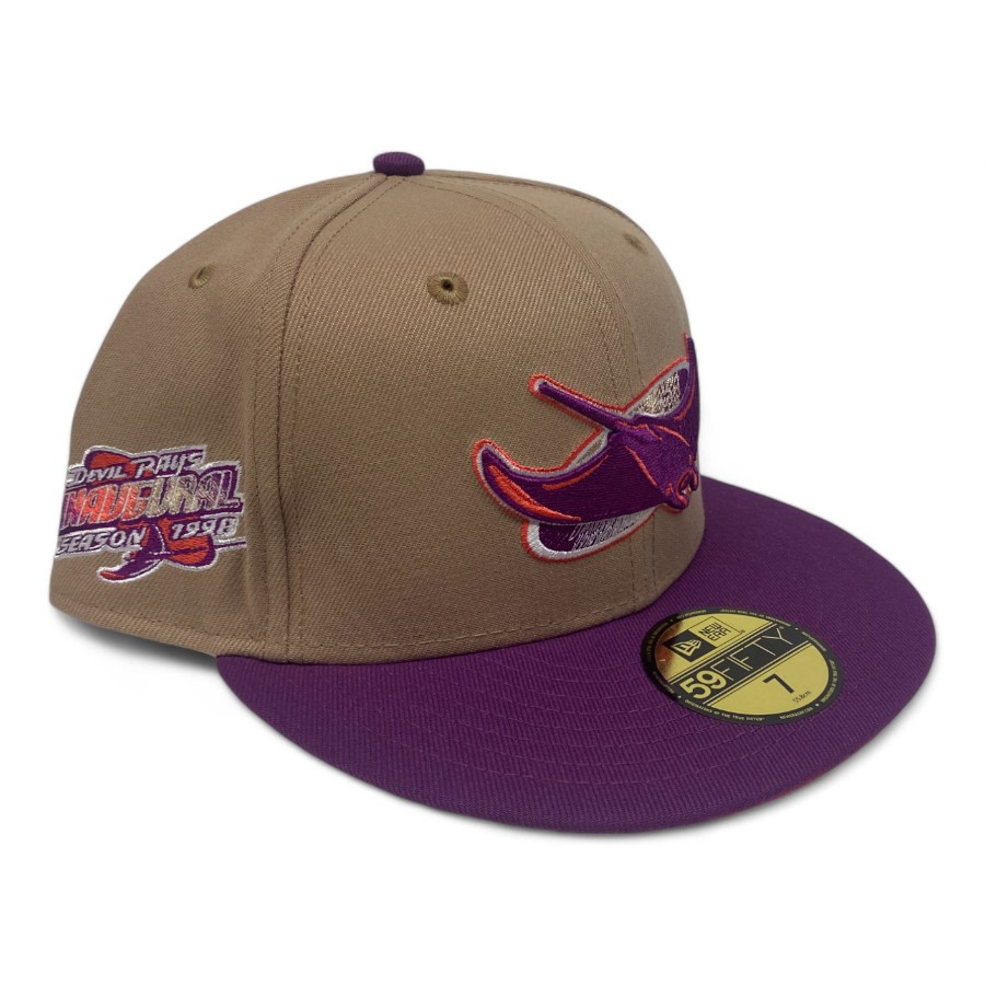 New Era Purple and Red Snapback Hat Toronto Raptors Maple Leaf Patch New Era 59Fifty Fitted Hat  main image 3