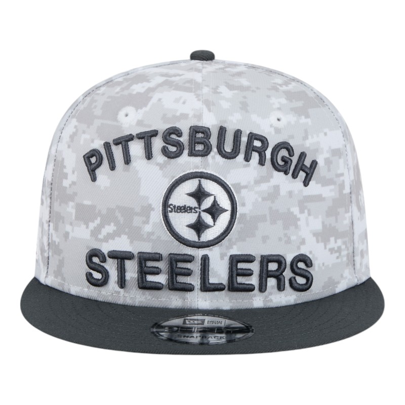 Pittsburgh Steelers White Camo and Graphite 2024 NFL Salute to Service New Era 9FIFTY Snapback Hat