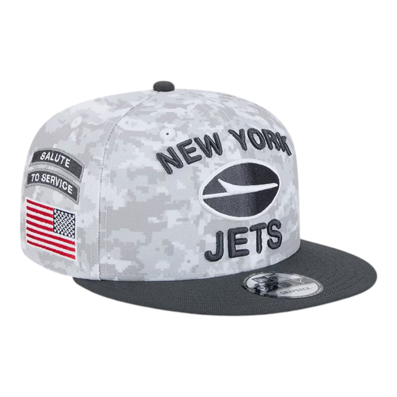 New York Jets White Camo and Graphite 2024 NFL Salute to Service New Era 9FIFTY Snapback Hat