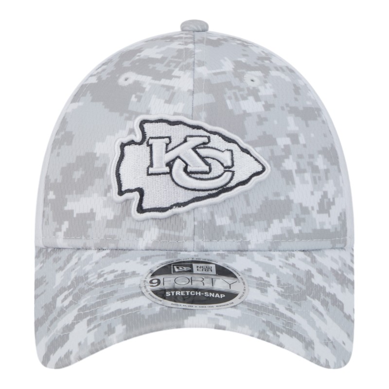 Kansas City Chiefs White Camo 2024 NFL Salute to Service New Era 9FORTY Stretch Snap Hat