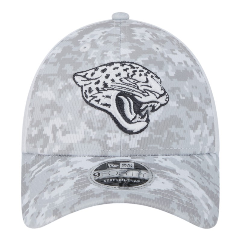 Jacksonville Jaguars White Camo 2024 NFL Salute to Service New Era 9FORTY Stretch Snap Hat