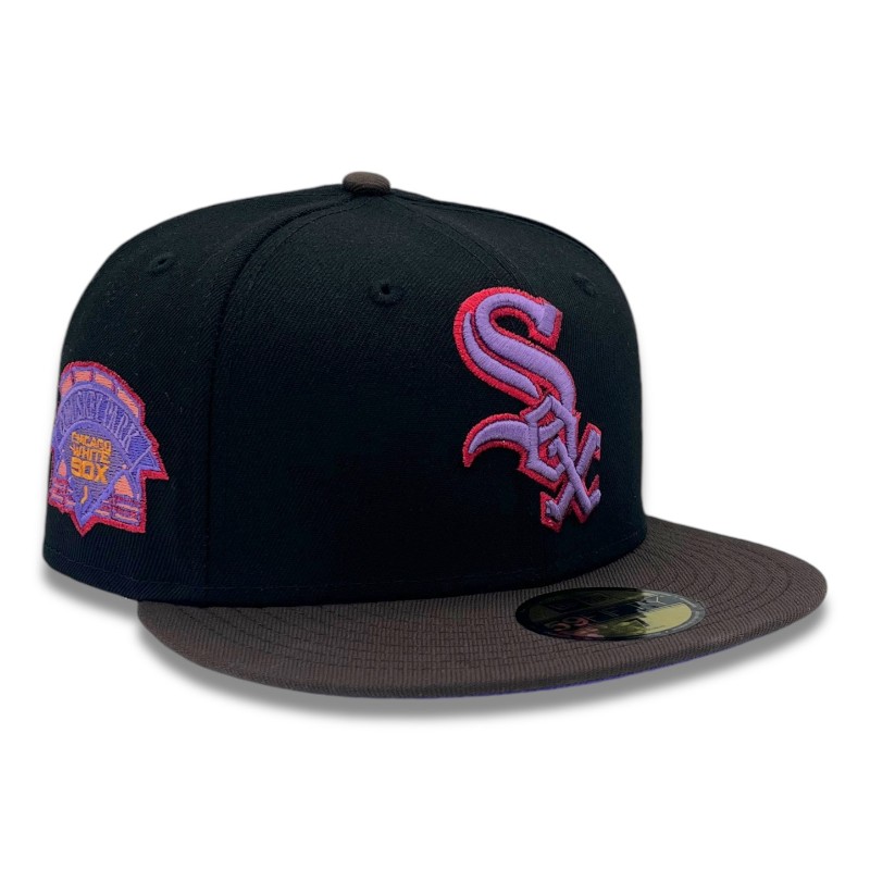 Chicago White Sox Black and Brown Comiskey Park Patch Purple UV New Era 59FIFTY Fitted Hat