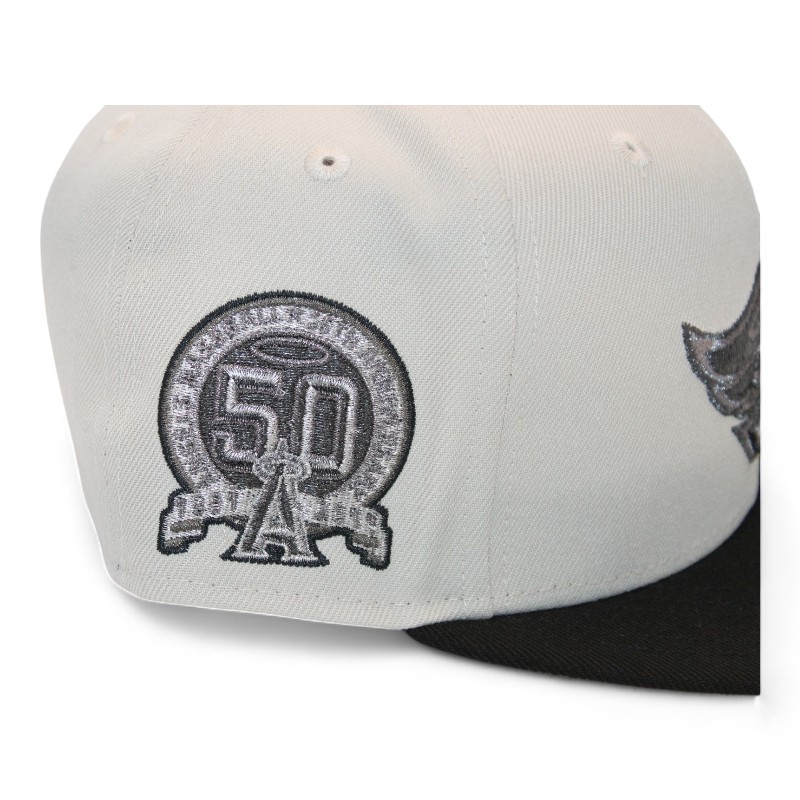 Los Angeles Angels Stone and Black "DPM FittedHat Pack" 50th Anniversary Patch Gray UV New Era 59Fifty Fitted Hat