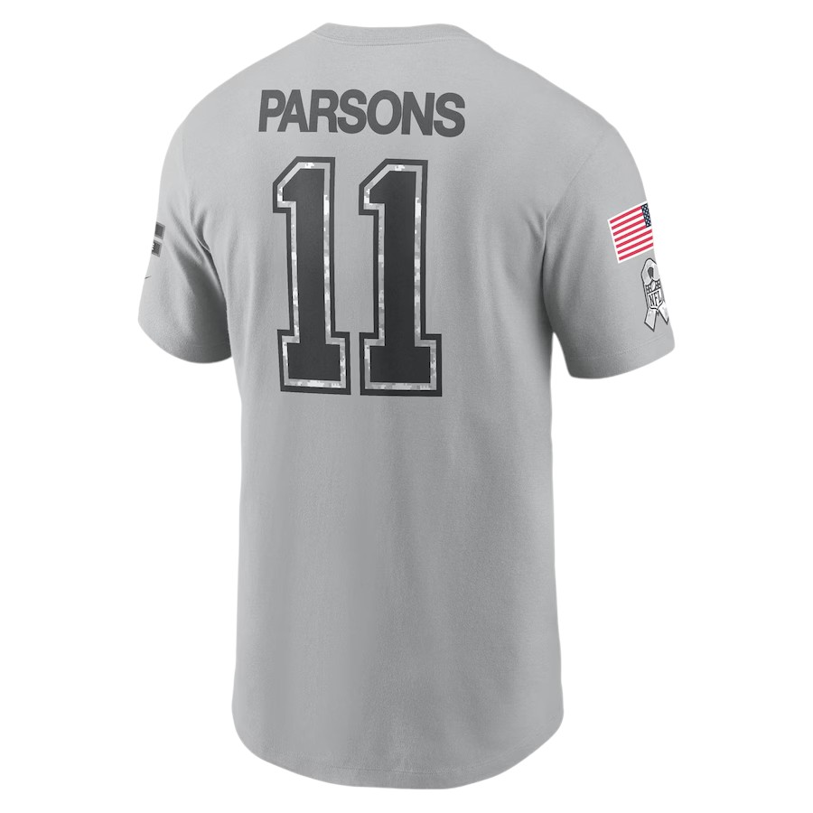 Dallas Cowboys Micah Parsons Gray 2024 Salute To Service Nike Name & Number T-Shirt