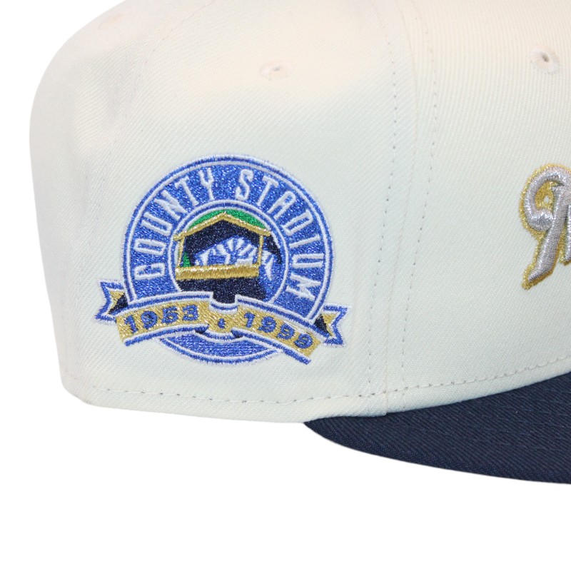 Milwaukee Brewers Cream and Navy "DPM Brothers Pack" County Stadium Patch Green UV New Era 59Fifty Fitted Hat