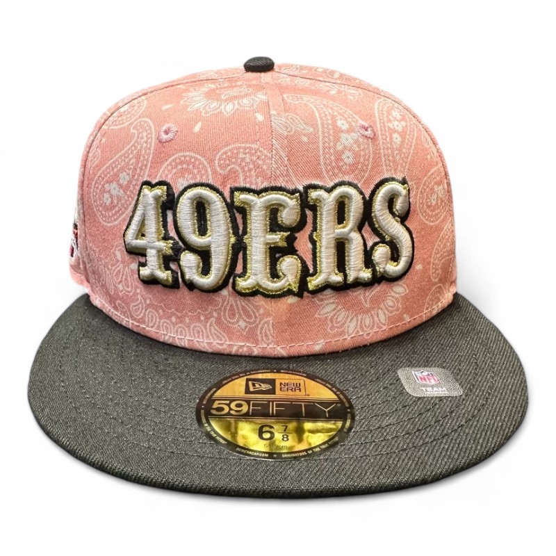 San Francisco 49ers Pink Paisley and Black Saloon 1999 Hawaii Pro Bowl Patch Gray UV New Era 59FIFTY Fitted Hat