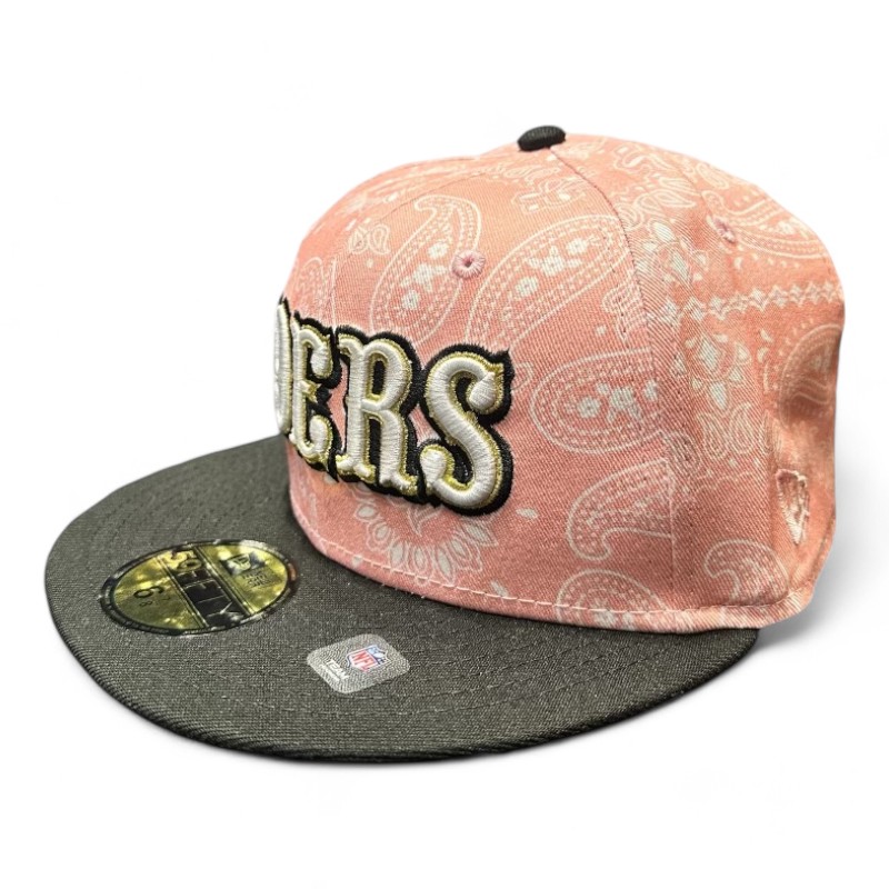 San Francisco 49ers Pink Paisley and Black Saloon 1999 Hawaii Pro Bowl Patch Gray UV New Era 59FIFTY Fitted Hat