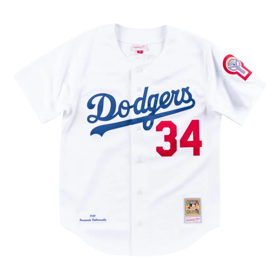 Los Angeles Dodgers Fernando Valenzuela White Cooperstown